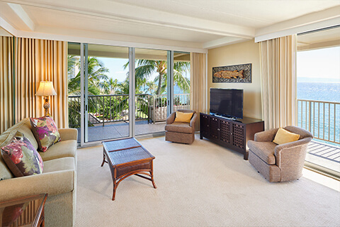 One-Bedroom Two-Bath Oceanfront Suite Living Area