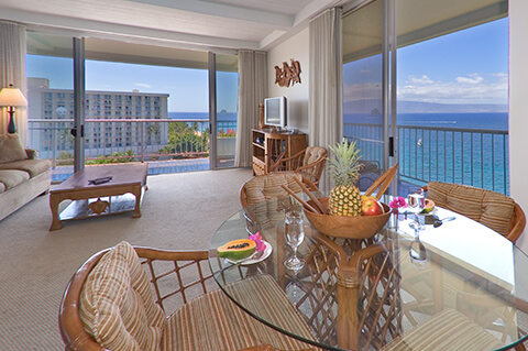 One-Bedroom Two-Bath Oceanfront Suite Living Area