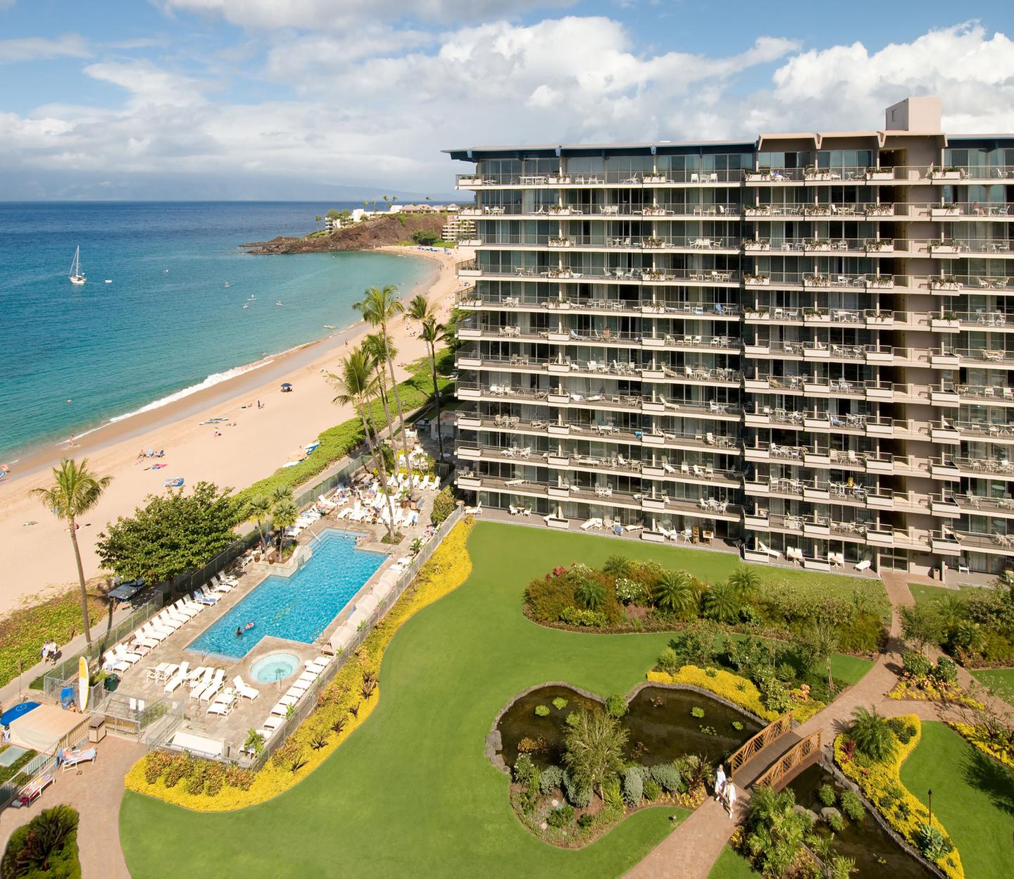 Aerial view of resort and beach