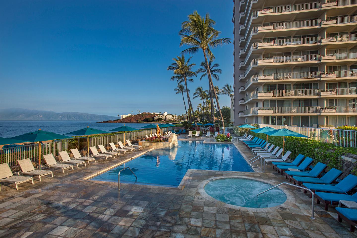 Oceanfront pool and sun deck.