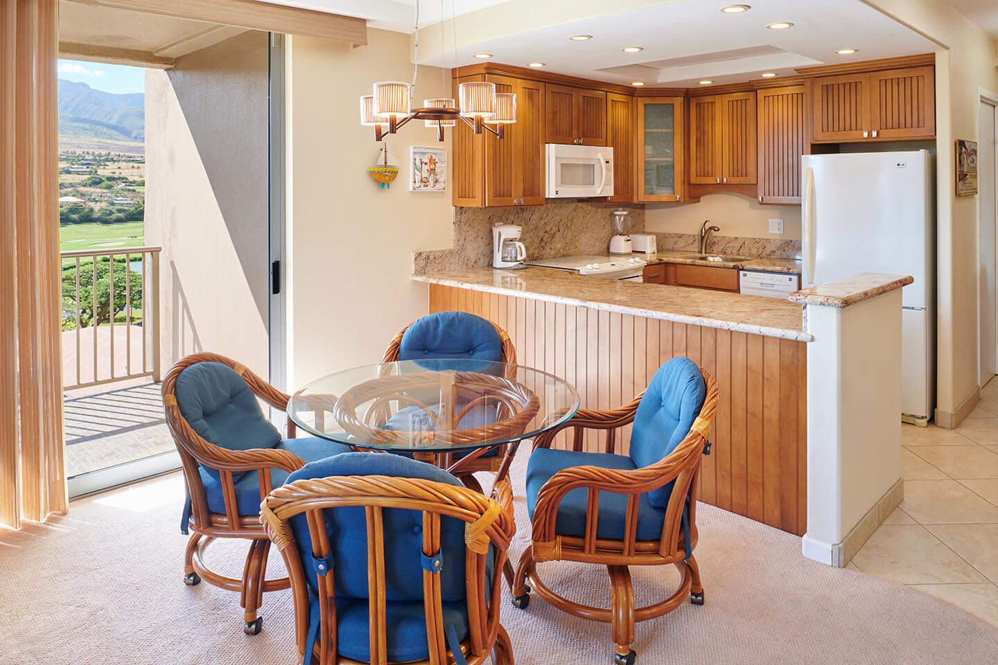 One-Bedroom Two-Bath Ocean View Premium Kitchen and Dining Area