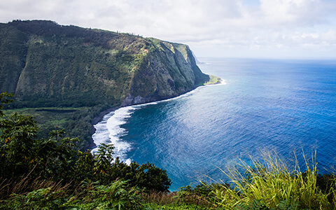 View of cliffsides overlooking the ocean