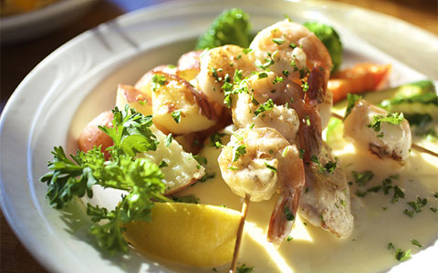 Plate with shrimp