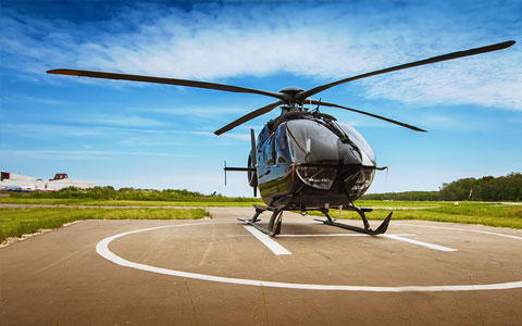 Helicopter on a landing pad