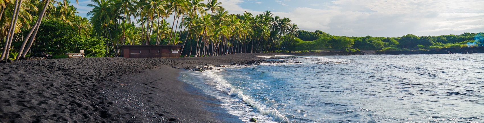 Black sand at the Punaluu Beach